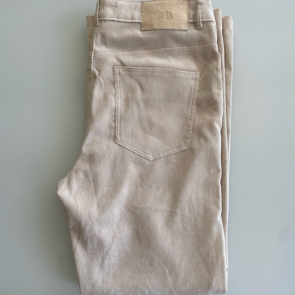 Zara Light Tan Corduroy Summer Pants XL /34